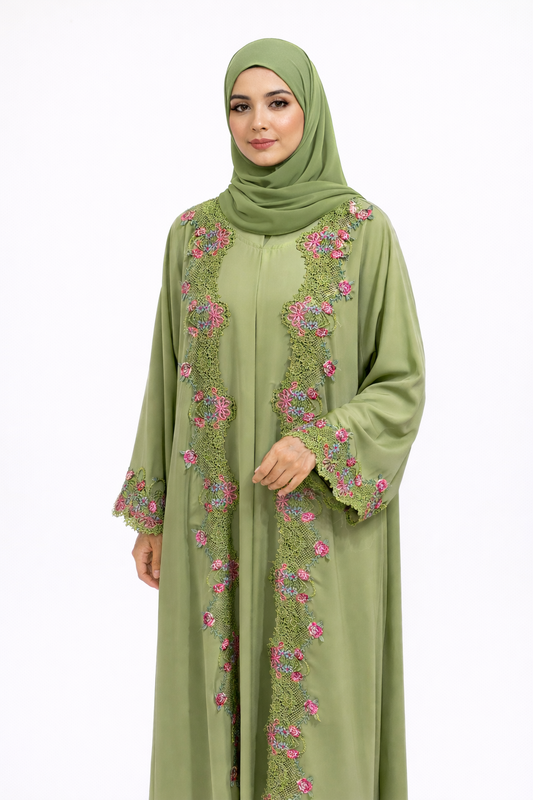 Olive Bloom Abaya